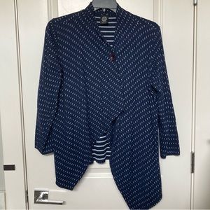 Blue Asymmetrical Button Cardigan